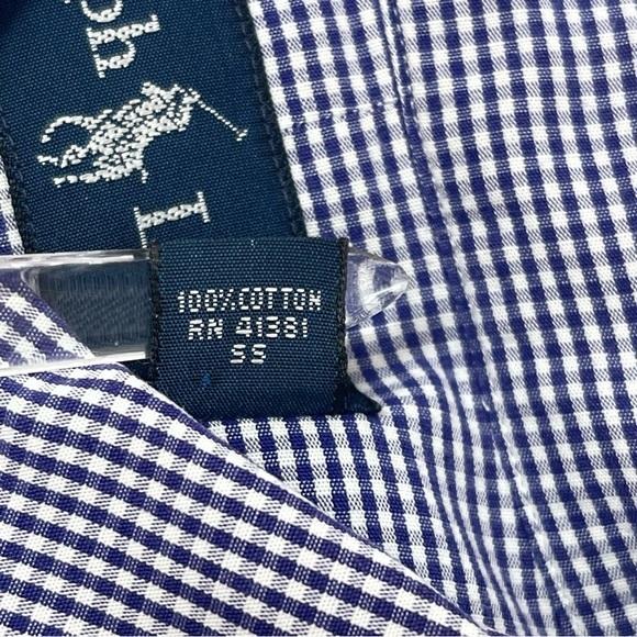 Ralph Lauren Blue White Checked Blue Pony Buttondown LongSleeve‎ ClassicFit 16.5 - Picture 8 of 8